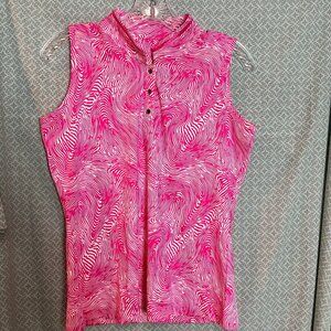 Women's "Tail" sleeveless Pink and white pullover top Size S